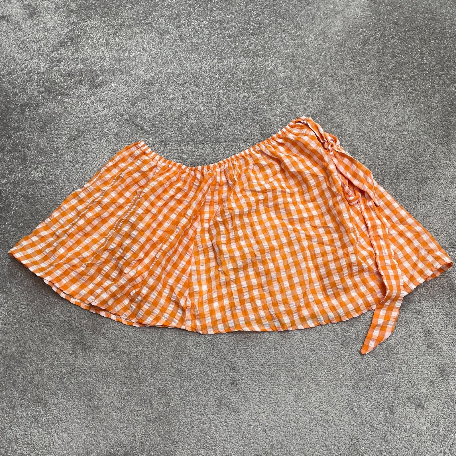 Shein Vcay Curve Off Shoulder Cropped Top Women Xl Orange White Check Summer Nwt